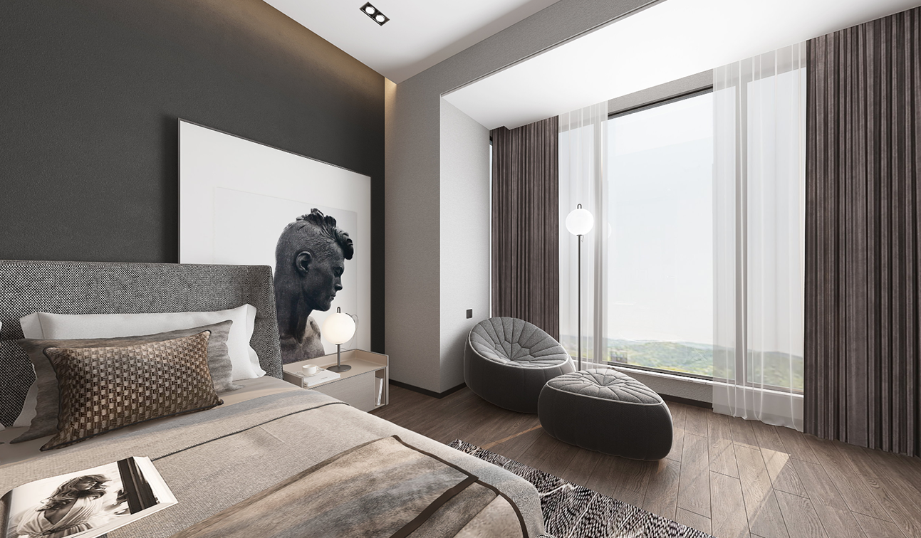 黑白灰极简摩登主义别墅住宅-17