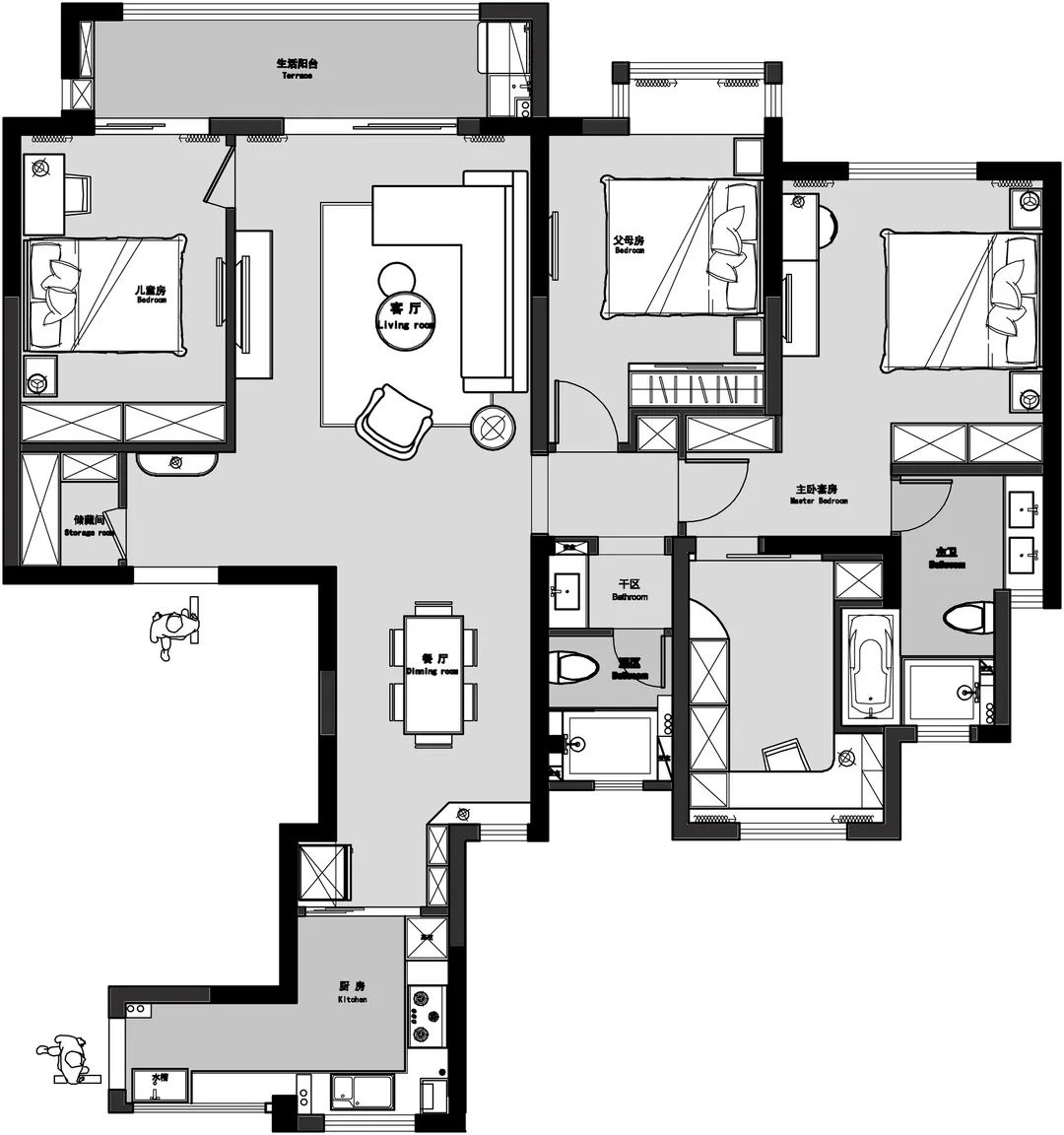 勾庄佳苑 130㎡现代轻奢三室两厅设计丨浙江南鸿装饰-14