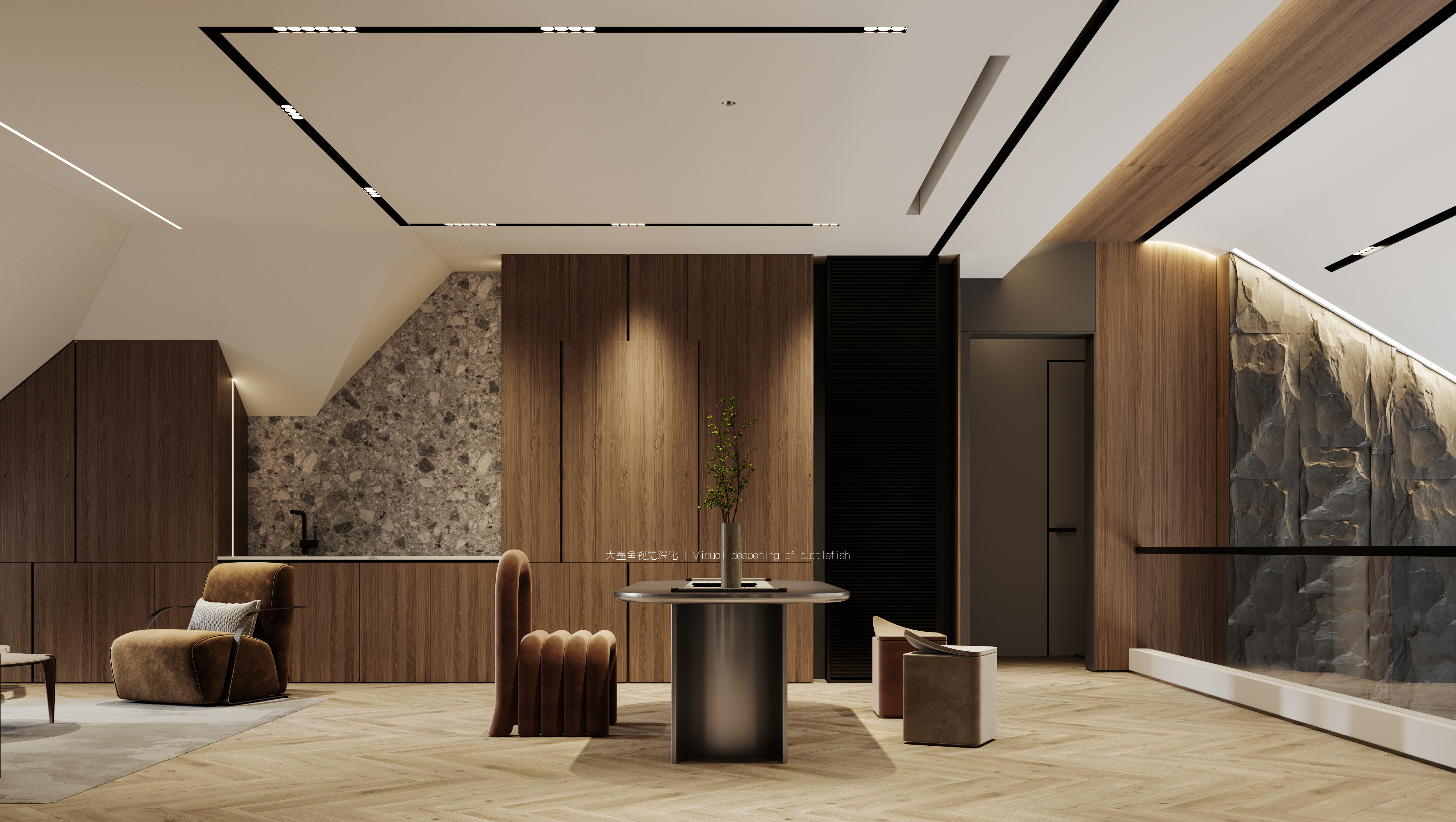 灰·木 现代简约办公室设计丨大墨鱼视觉深化-10