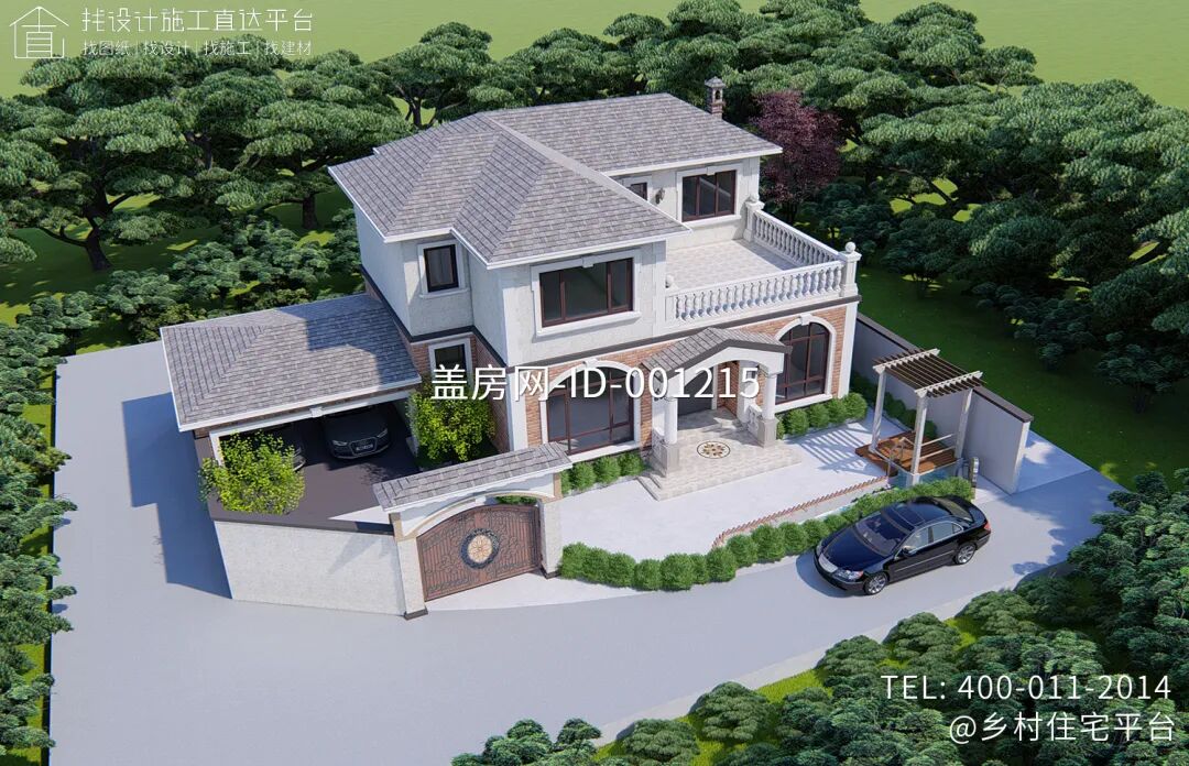 【设计师案例】土建参考造价44万，面宽18.3m×进深12.5m安徽安庆二层欧式别墅-38