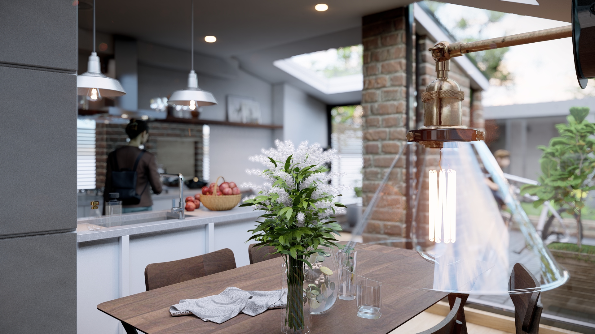 تصميم داخلي لمطبخ مع باكيارد لفيللا بالسعودية-3