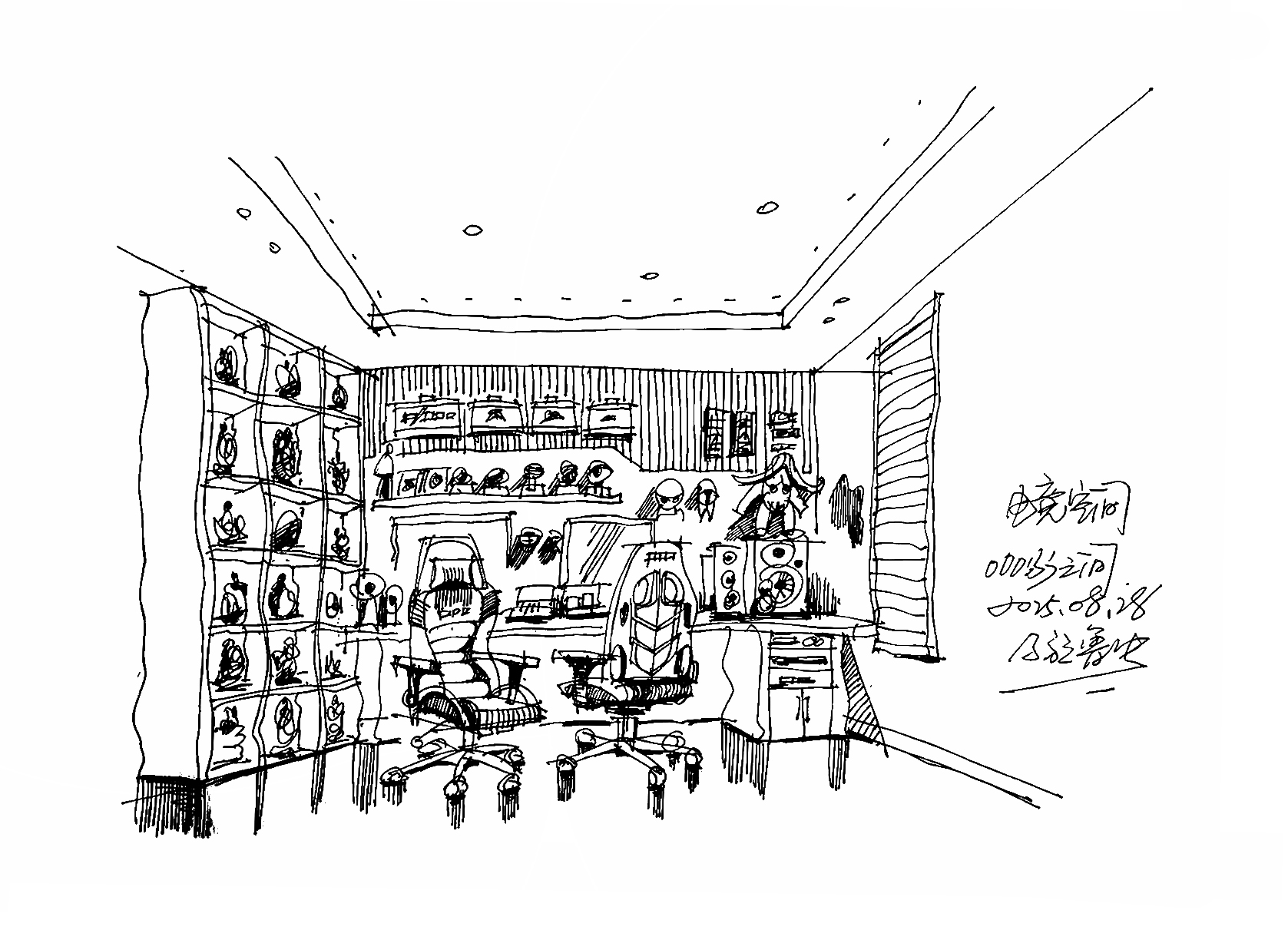 蓝色冷光沿着机械键盘的缝隙漫溢开来。-1