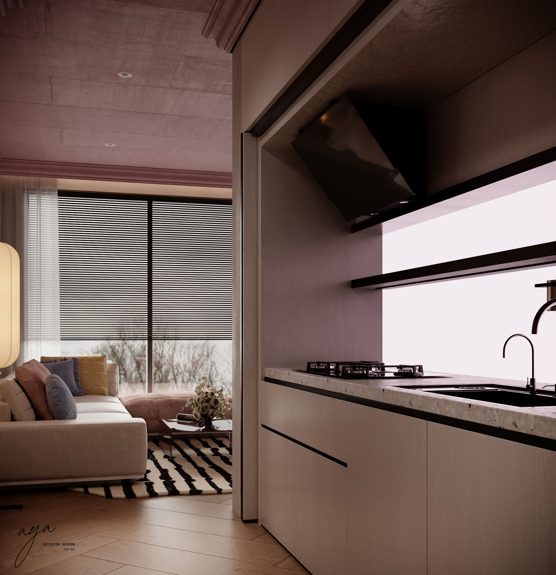 studio apartment living area-10