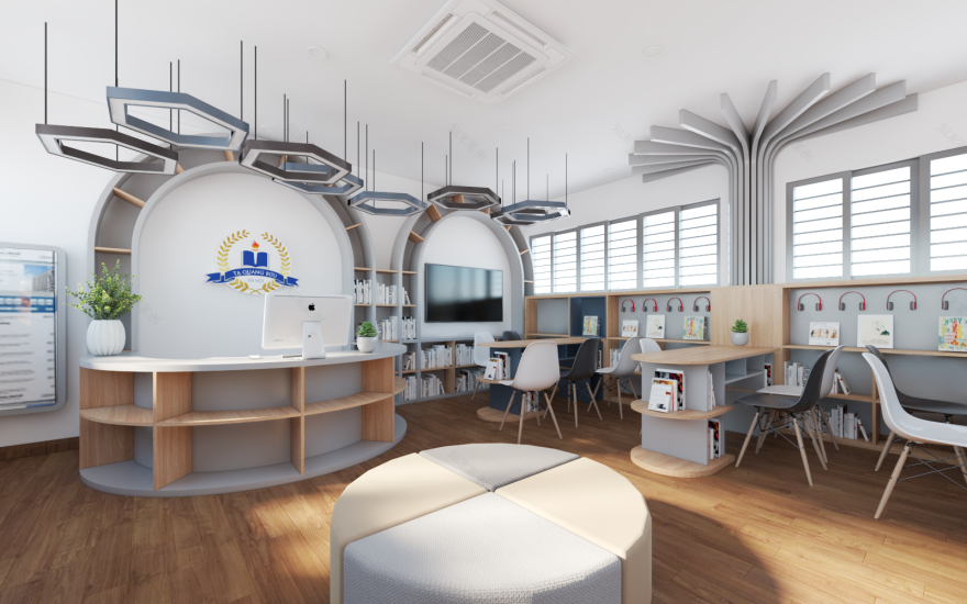 中学多媒体空间改图书馆项目丨越南河内-2