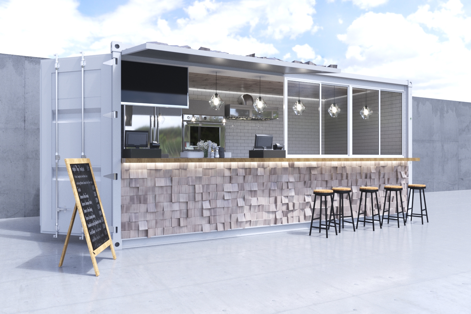 3D 20ft Containers concept (BAR , KITCHEN , WC)-4