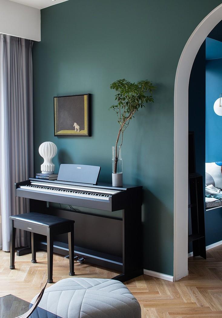 深白设计丨平层丨抛弃电视不要客厅，住进全能的复古图书馆-12