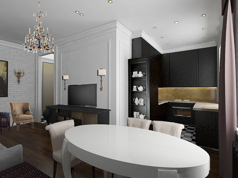 斯大林风格3室公寓室内设计项目丨俄罗斯莫斯科丨莫斯科“Studio.one”室内设计工作室-10