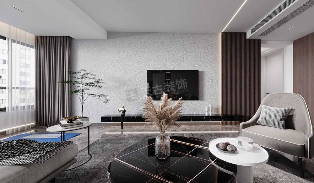 龙湖昱湖壹号大平层 · 黑白灰的实用温馨之家丨天古装饰-1