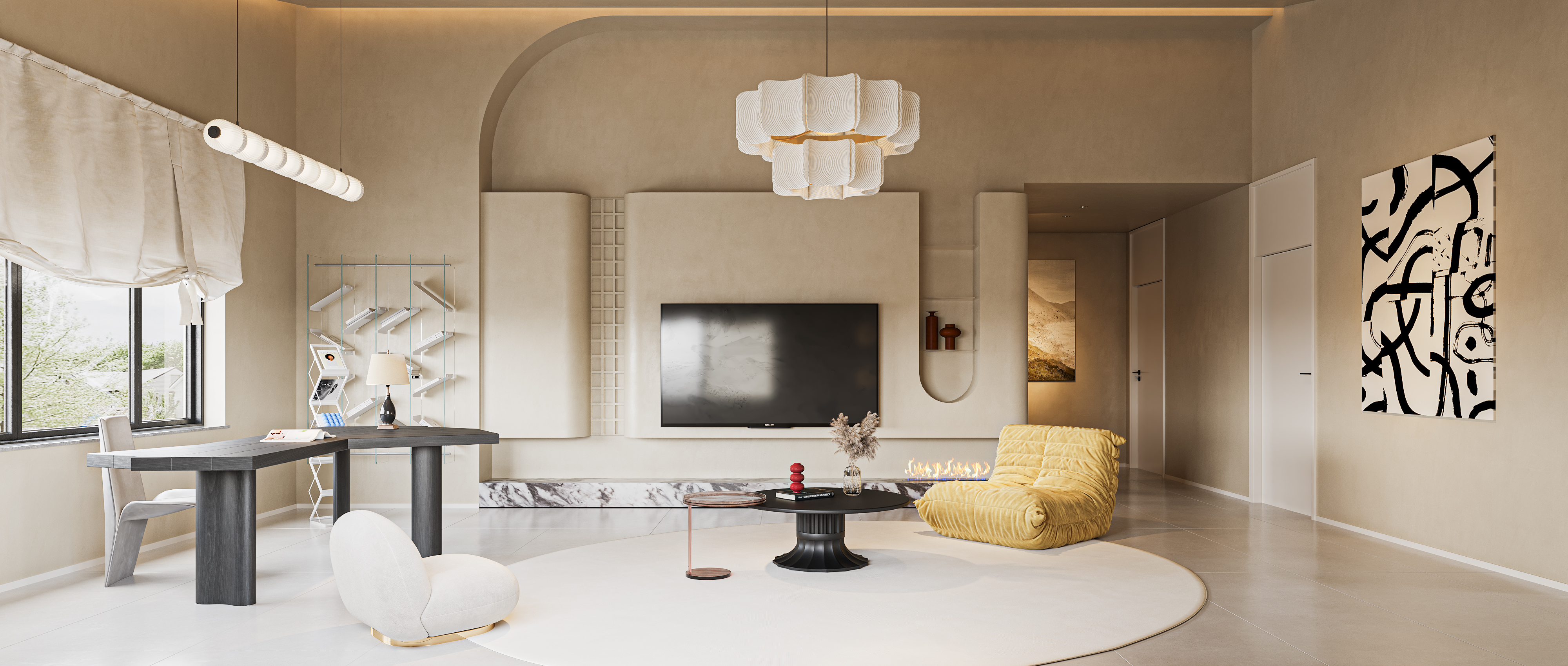 奶油侘寂风-效果图-合肥锦轩设计-24