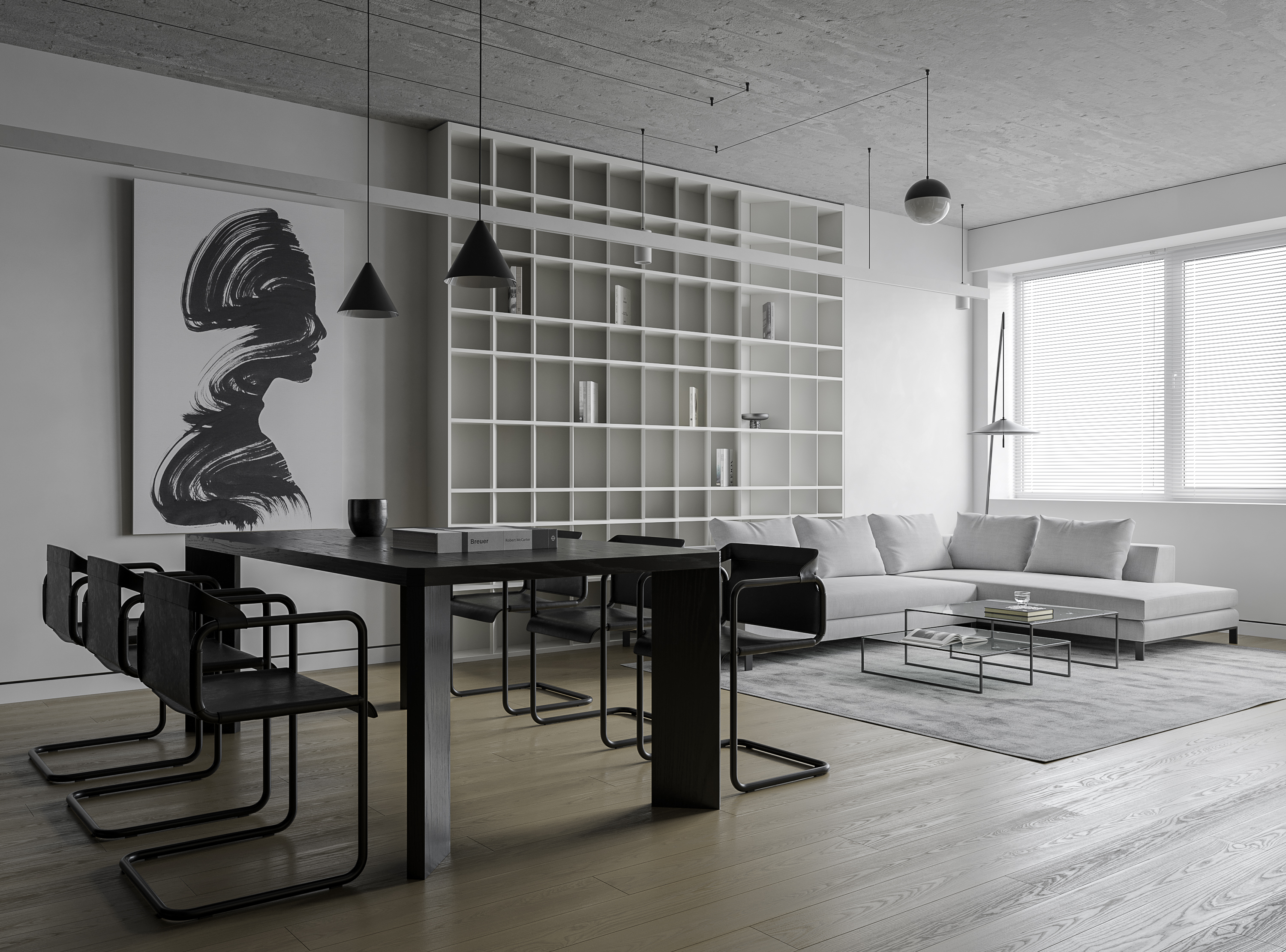 现代黑白客餐厅-0