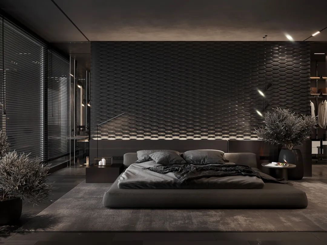 深色系卧室设计-0