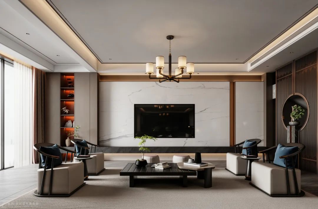 湖南浏阳长兴城 500㎡新中式叠墅丨中国湖南丨纵向·空间设计-7