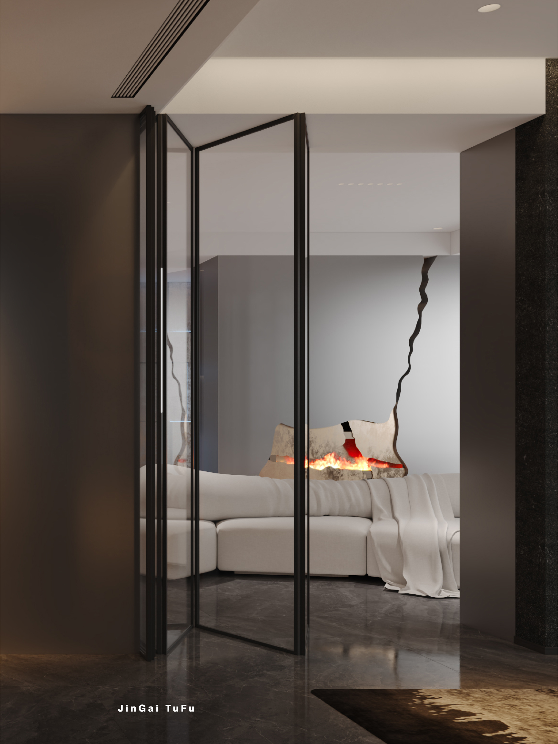 简约黑白灰调主卧设计丨图夫 x 金该-9