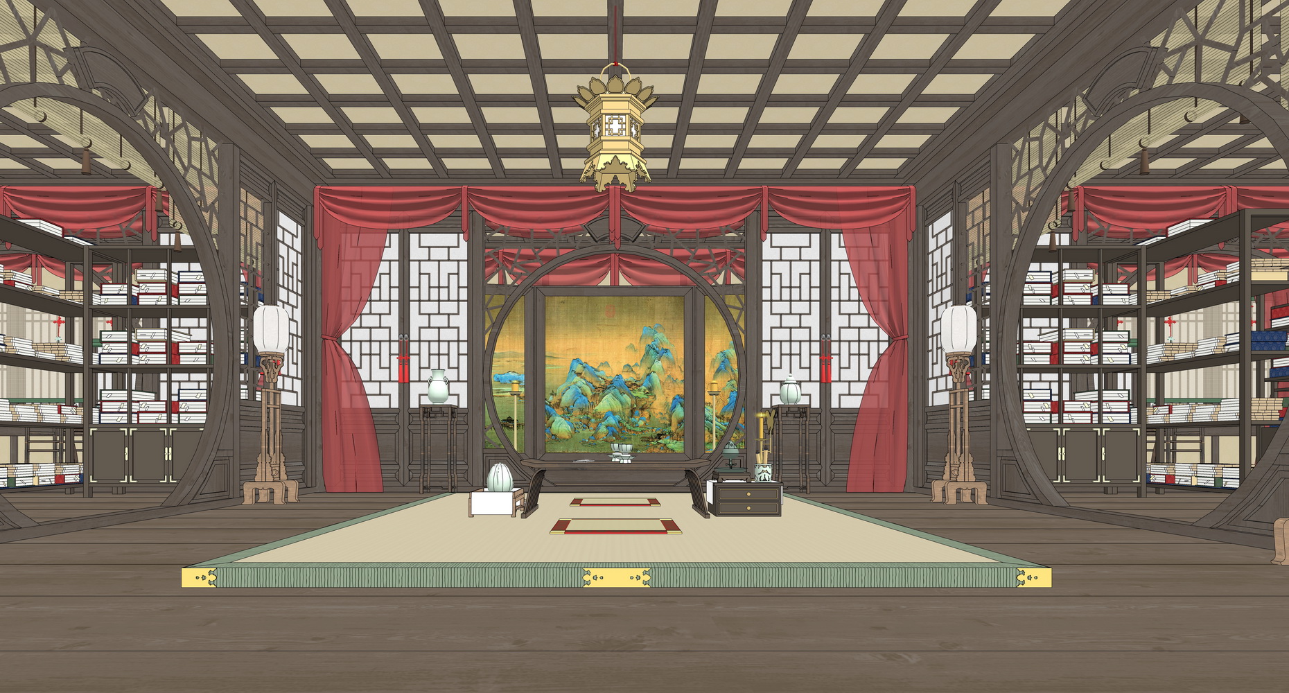 古代书房SU模型-7