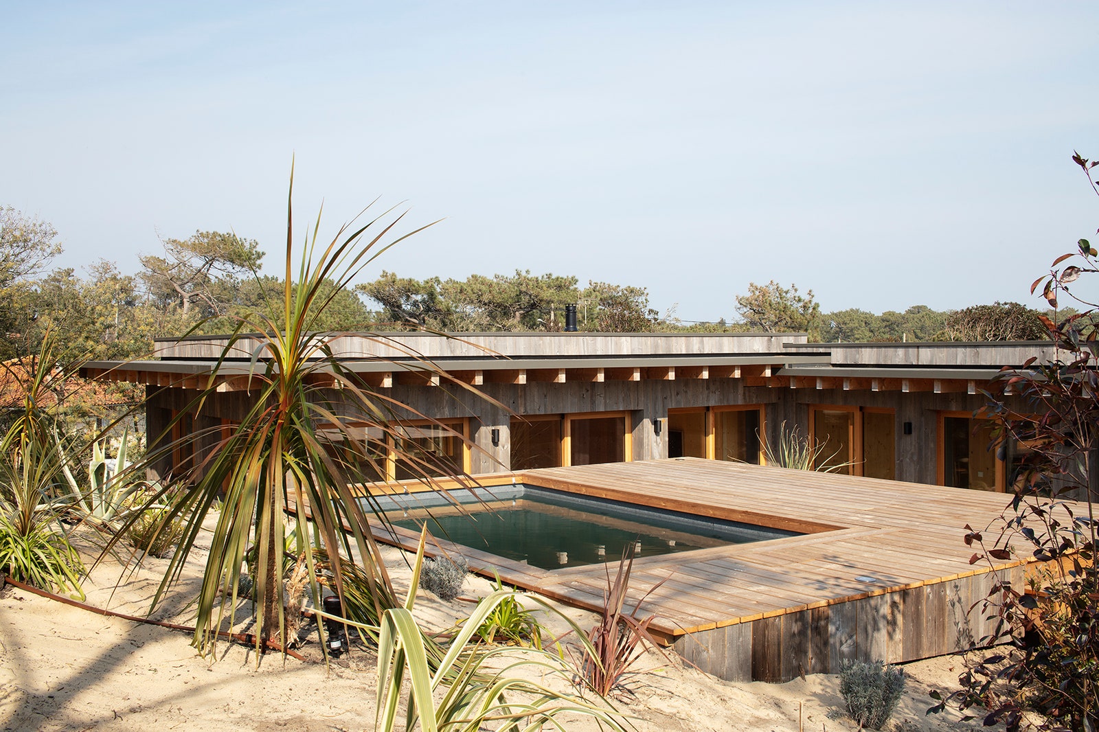 Au Cap Ferret, une maison japonaise minimaliste en bois, avec piscine | AD Magazine-2