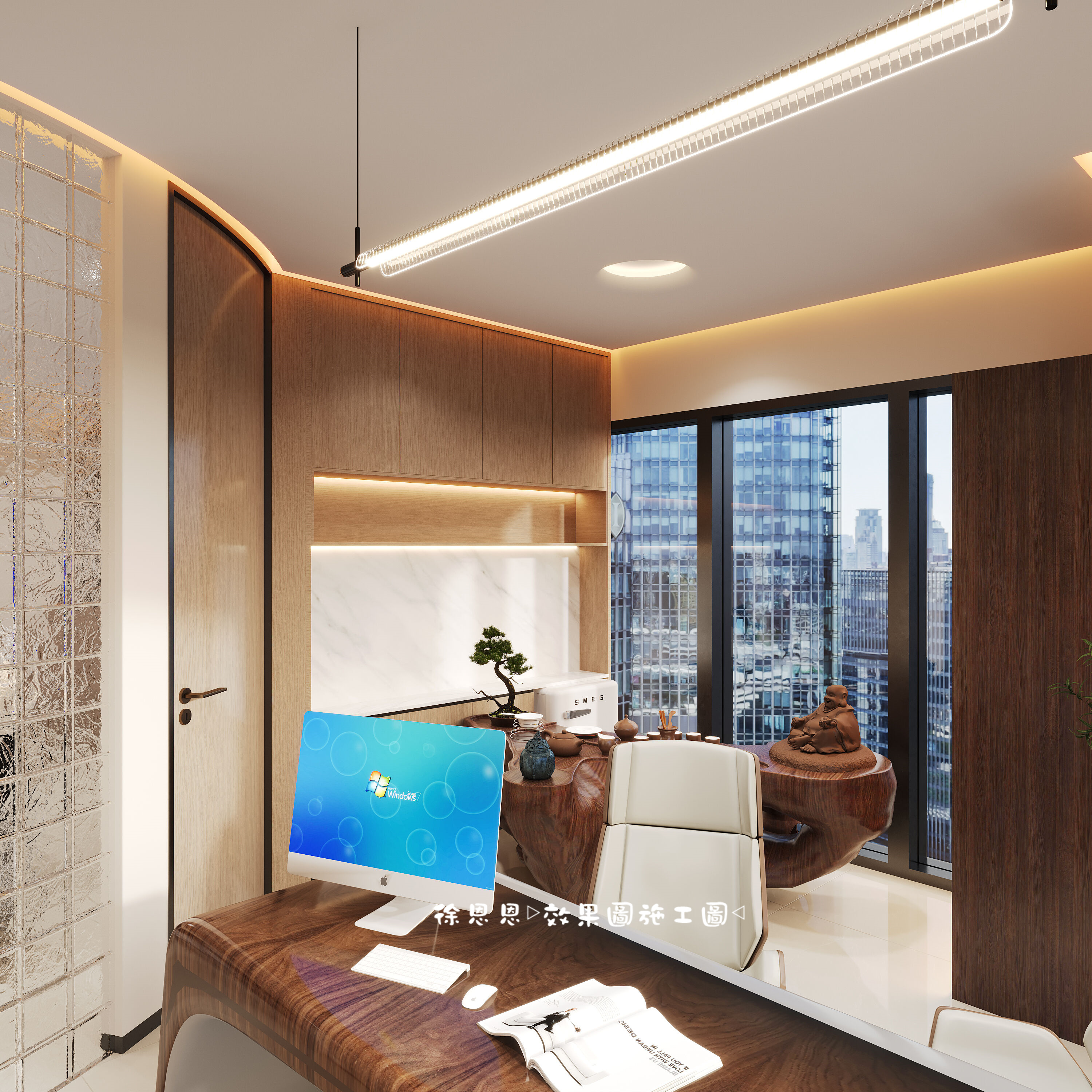 奶油色系的办公空间设计，营造舒心放松的办公氛围！-5