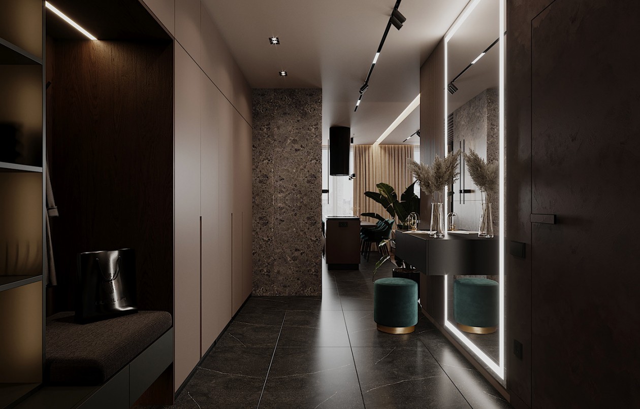 80㎡深色系公寓，隐匿于生活中的美好-2