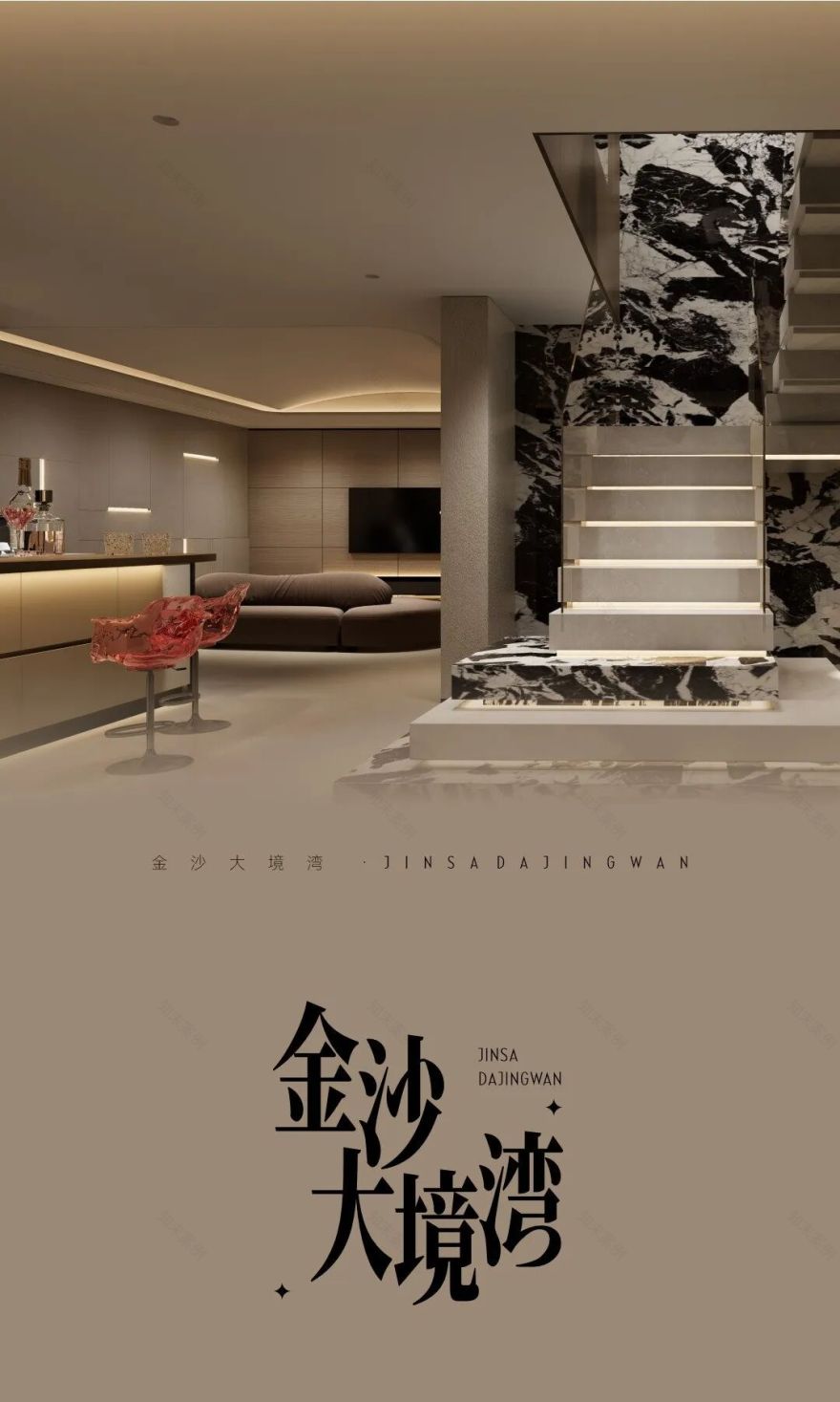 MORNING·私宅|金沙大境湾300㎡轻奢跃层,都市新贵的艺术栖居。-4