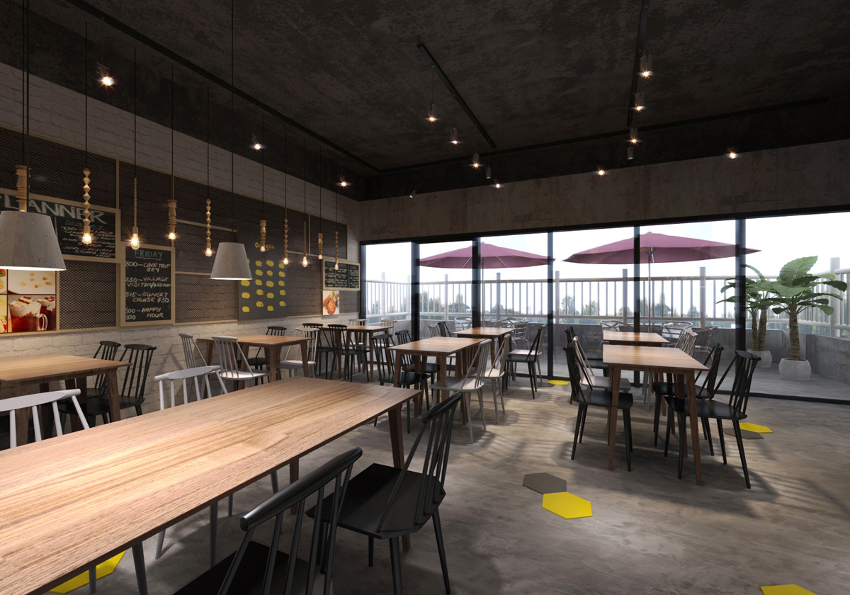 餐厅设计效果图中餐厅餐厅包间包房小吃店面馆工业主题餐厅-3-32