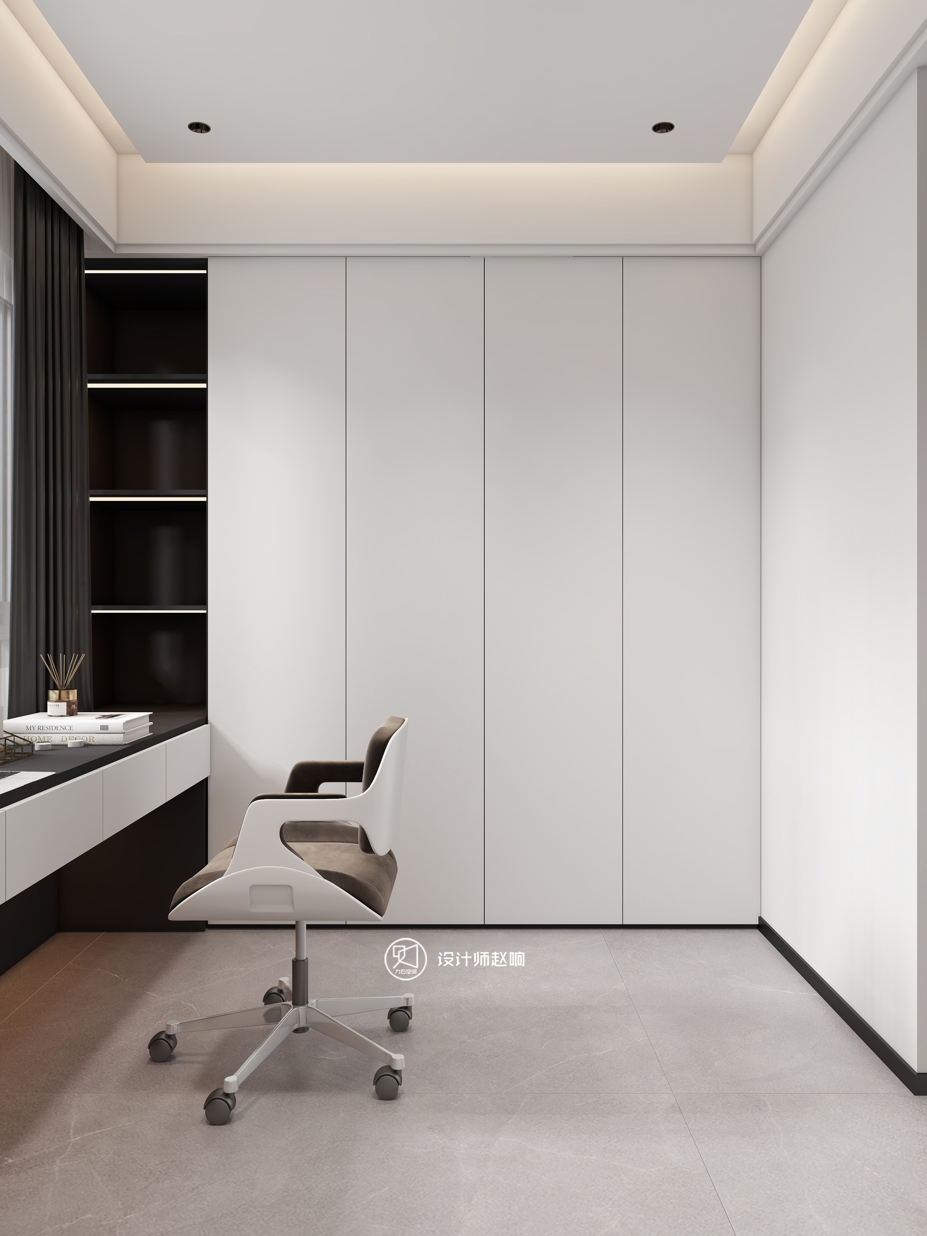 135㎡黑白灰风格住宅设计-39