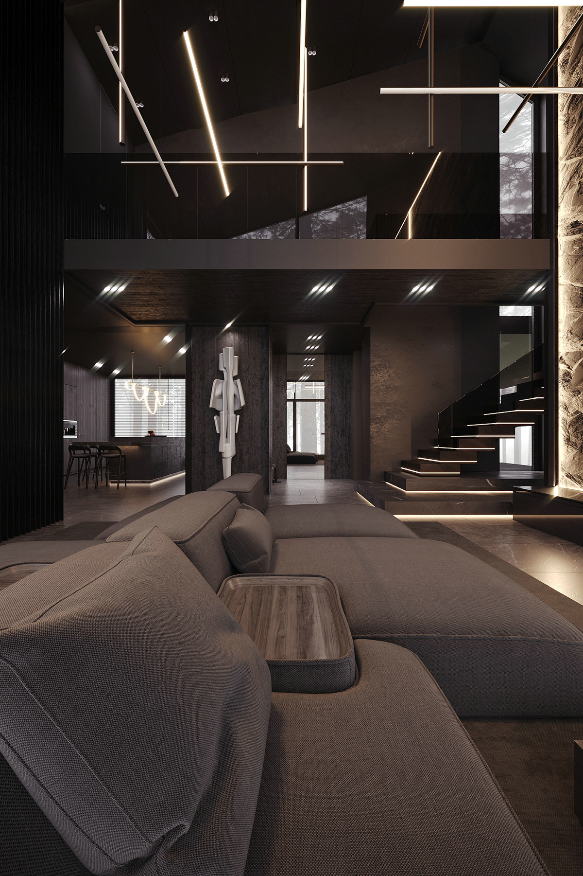 高级黑色系住宅设计-3