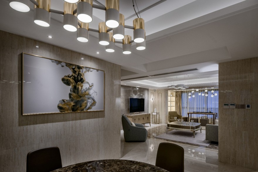 福州融桥外滩 246㎡现代样板间——东方禅意与轻奢金属的碰撞-11