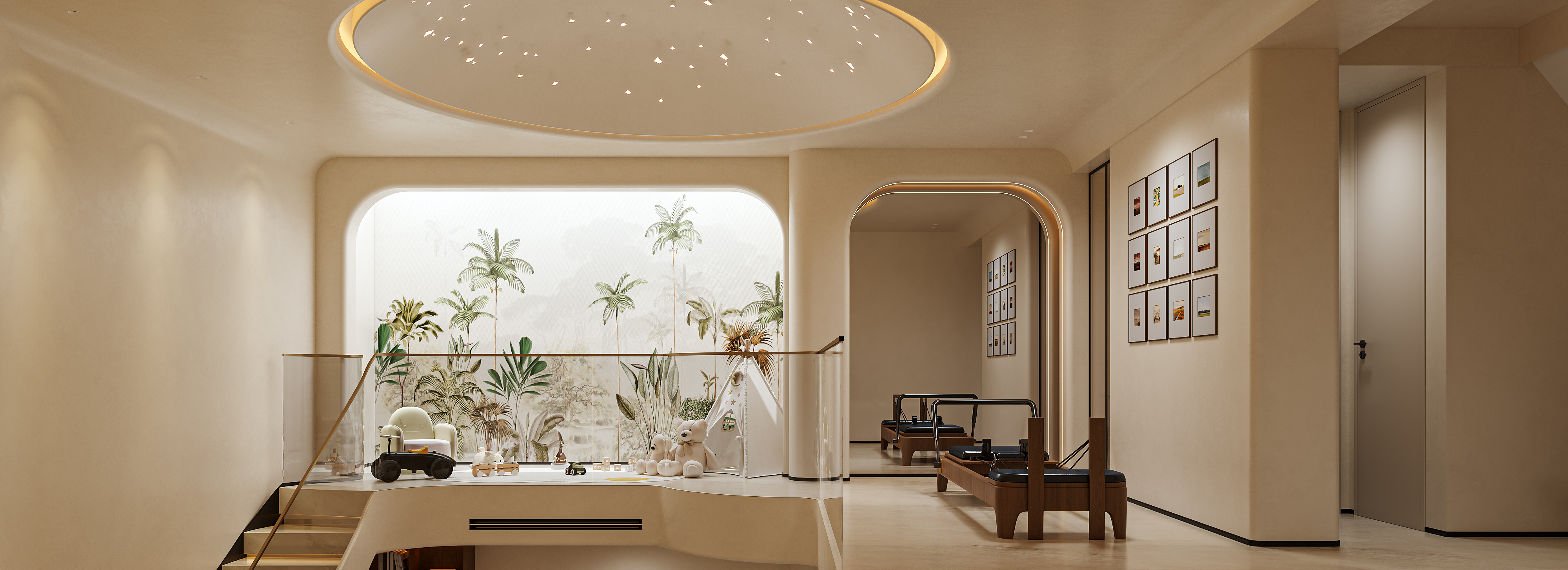 奶油风挑空别墅-3