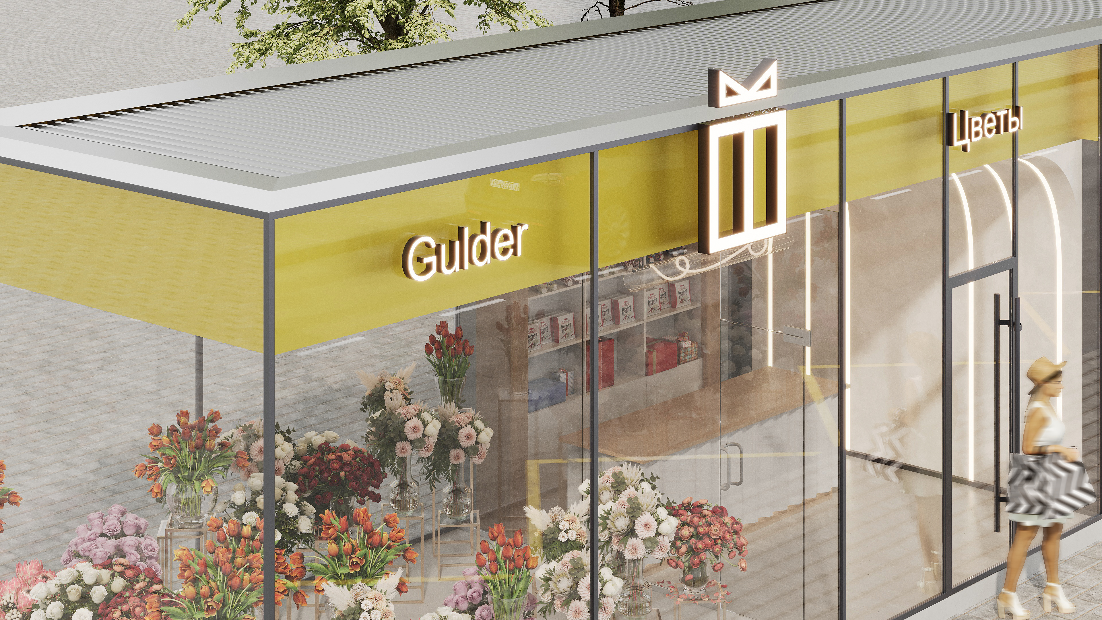 bus stop and flowers "ROMANTIC"-6