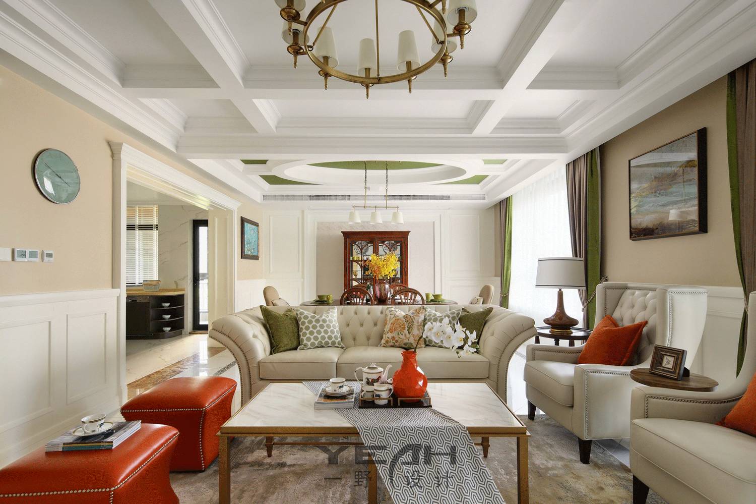 长安府自然和谐家居设计,绿色橙黄点缀活力空间-30