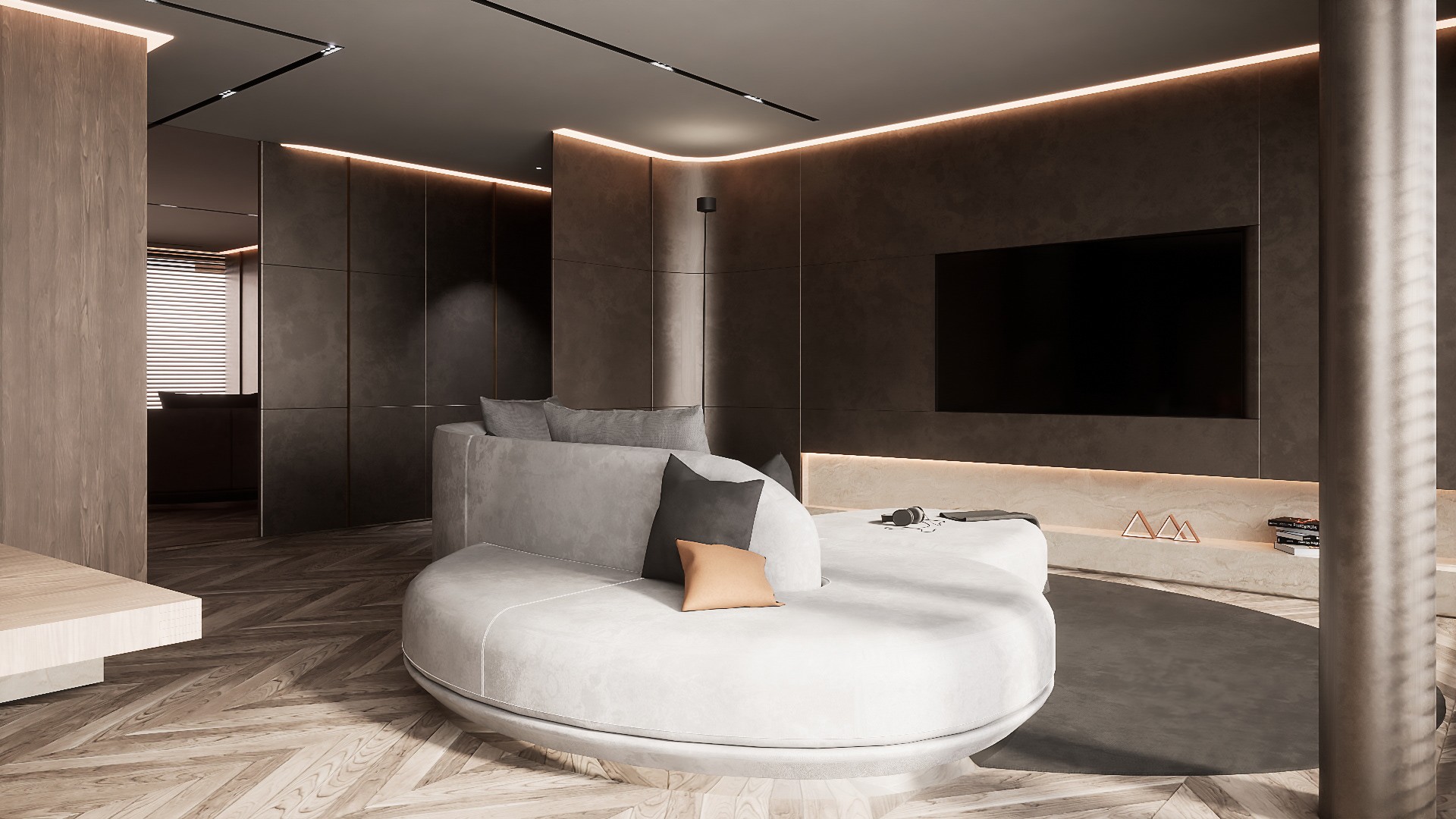 暖棕色系住宅设计 超有氛围感！-1