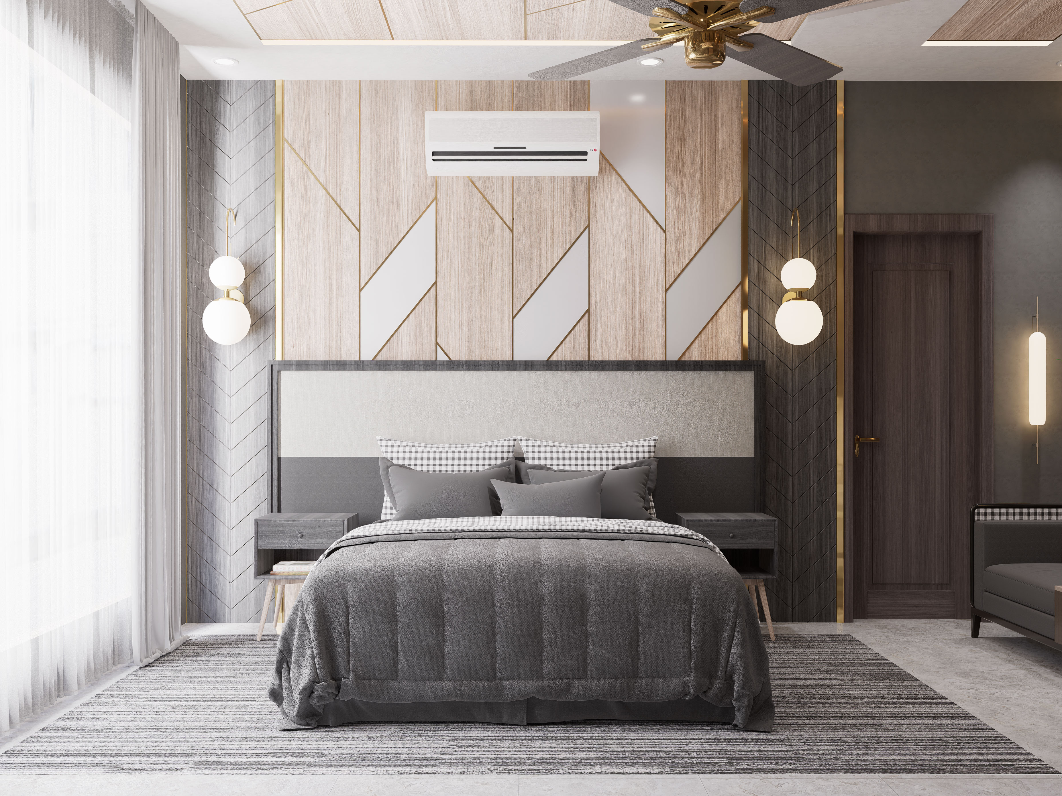 现代卧室室内效果图-0