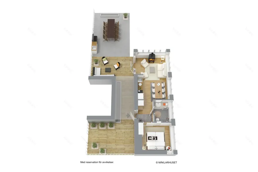 瑞典 37m2 屋顶小屋 | 工业风独立空间,4 米高天花板与 72m2 露台-14