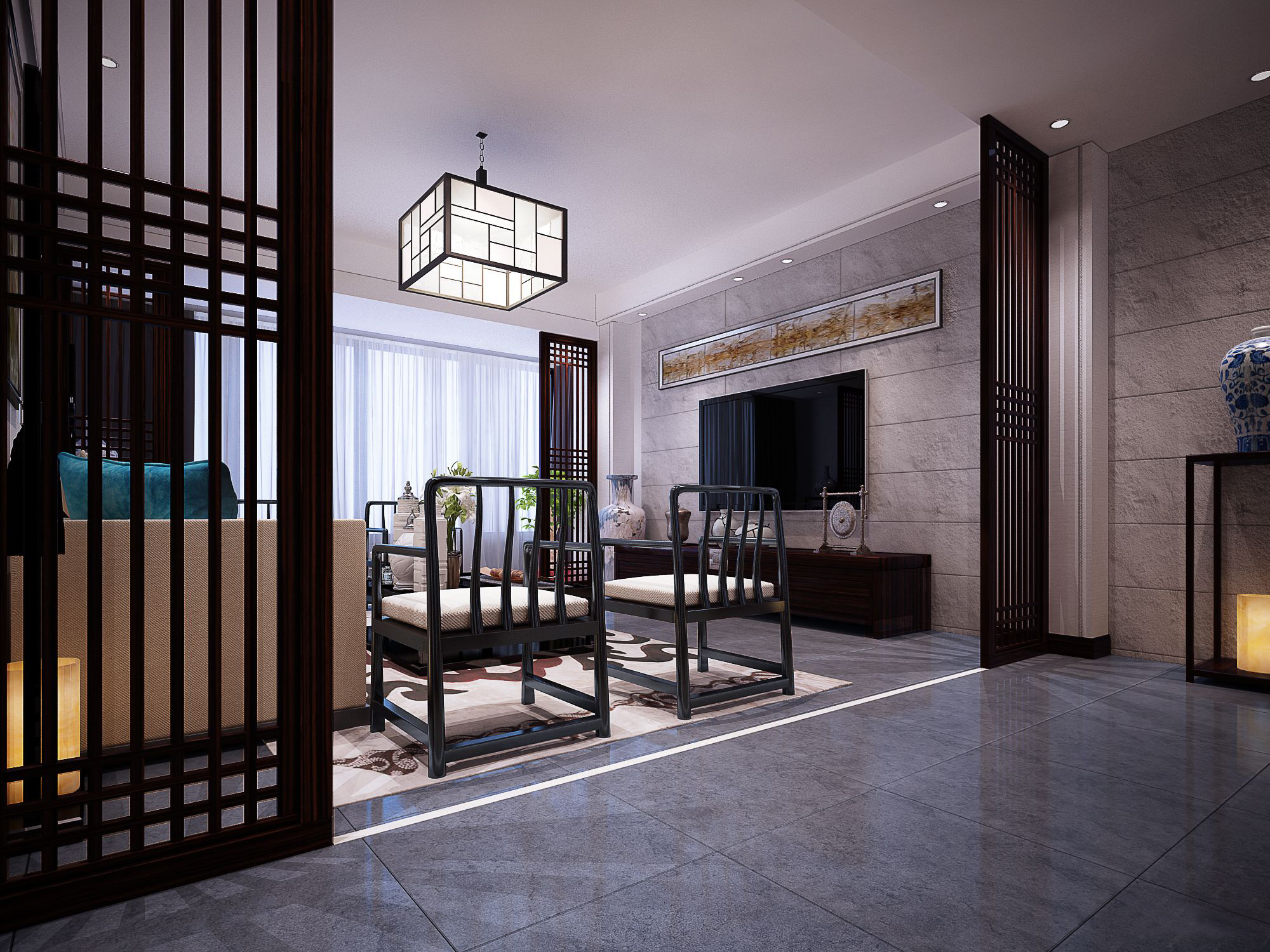 新中式 中式古典 奢华家装别墅样板房-32