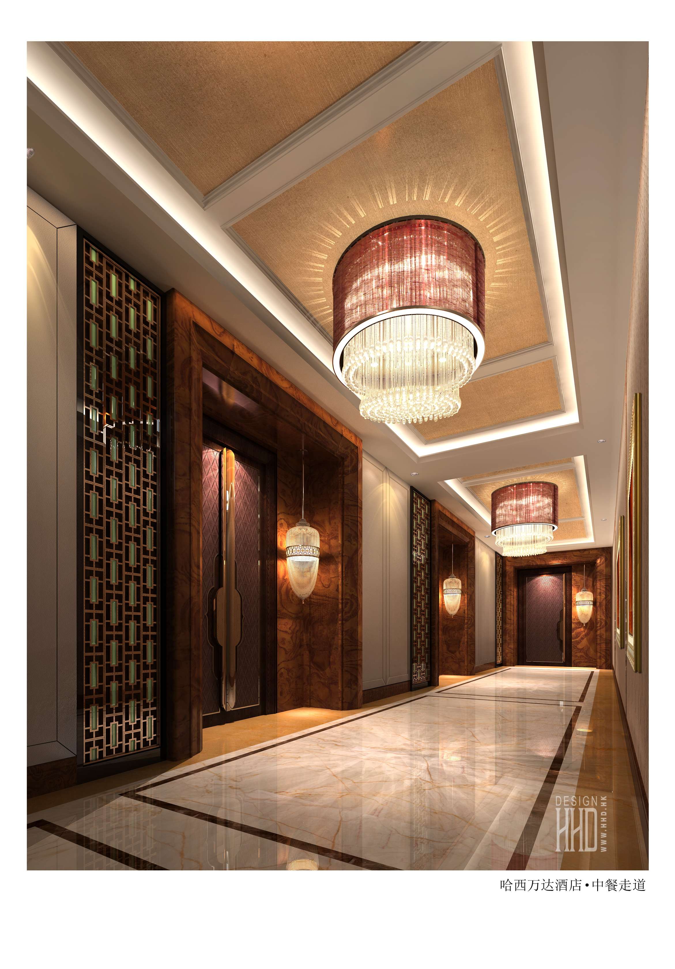 HHD设计－哈西万达五星酒店公共区域CAD施工图+效果图 926M-16