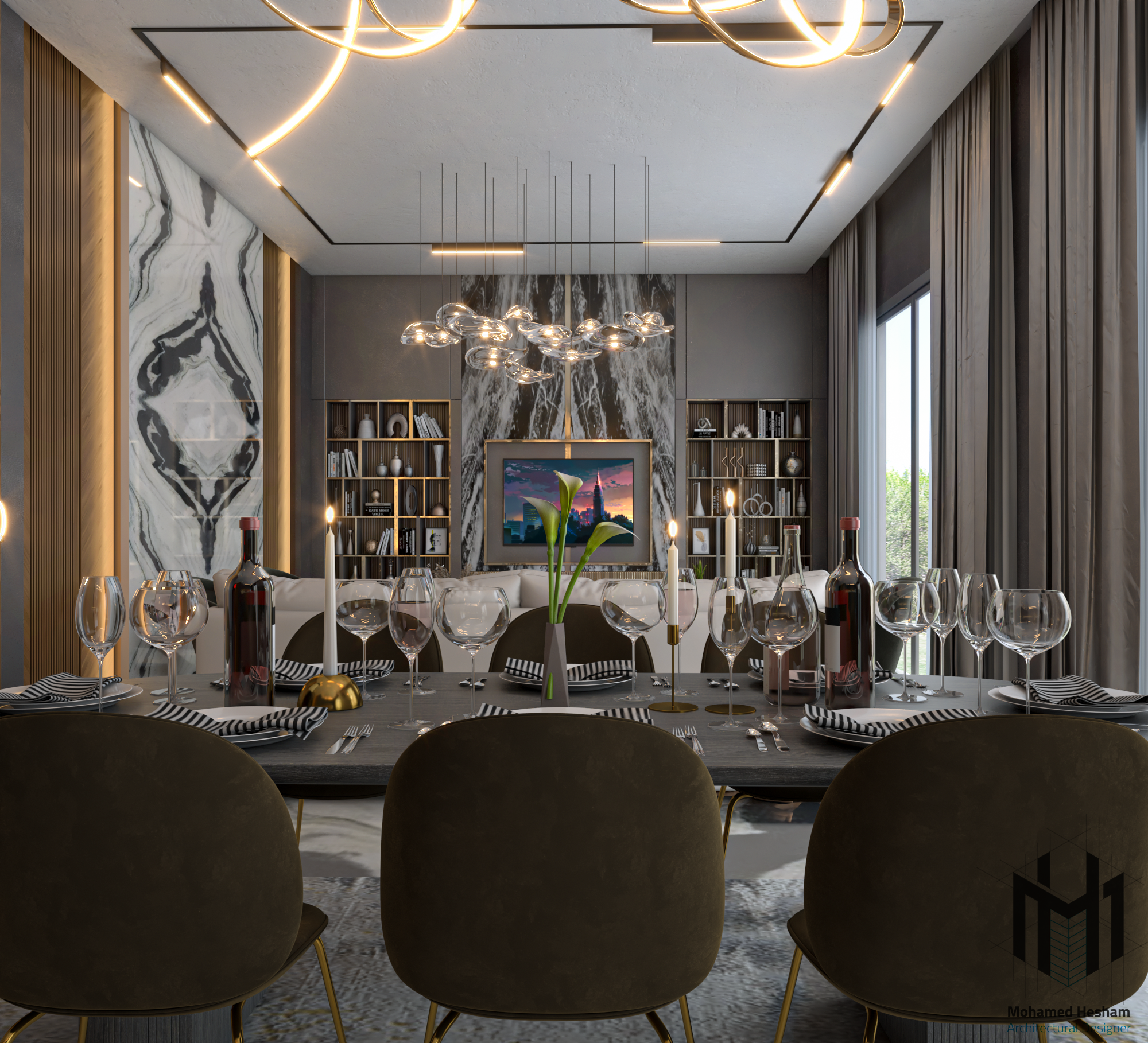 开放式起居区·现代风格丨Mohamed Hesham-5