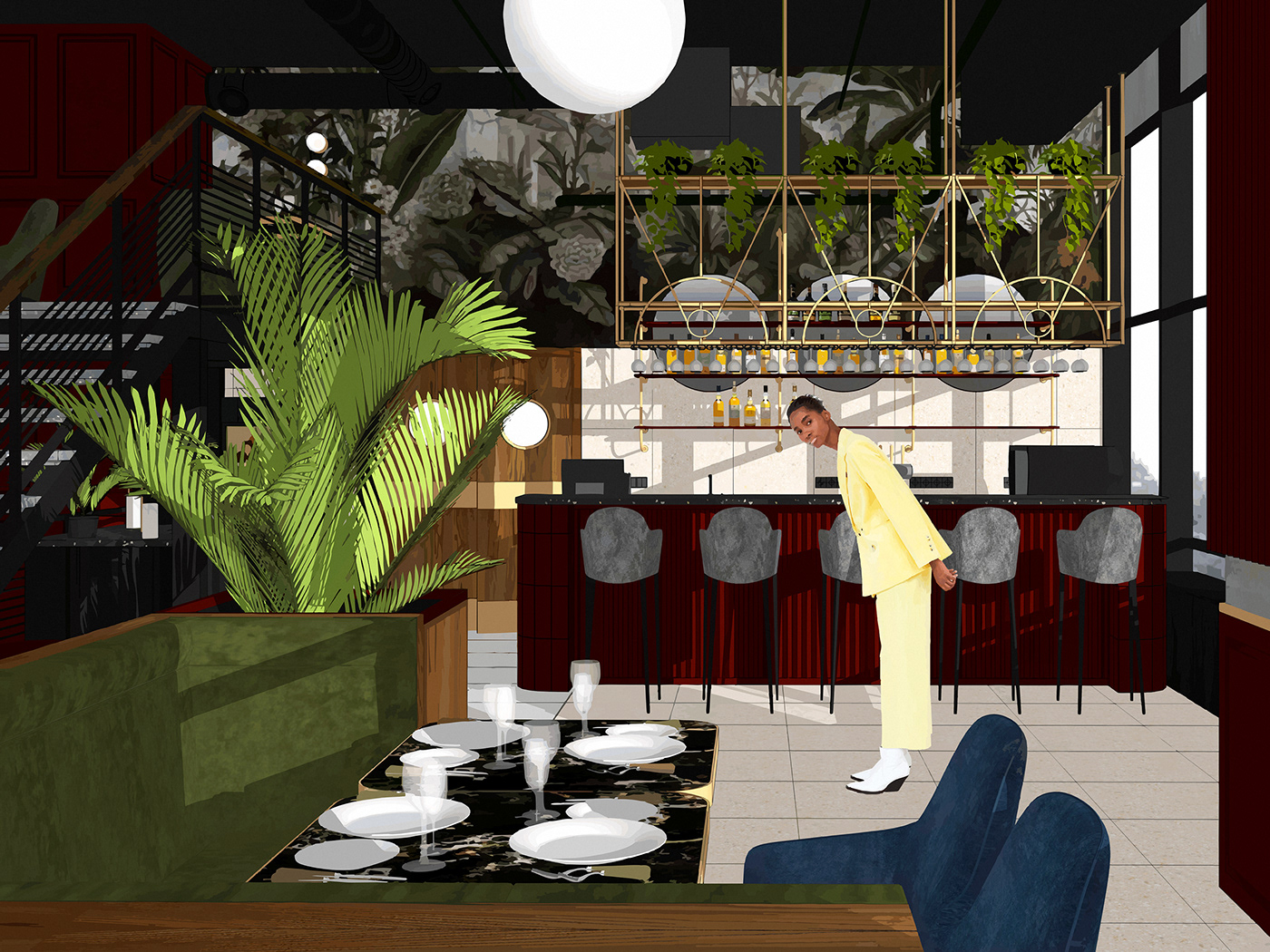 热带风格餐厅设计-10