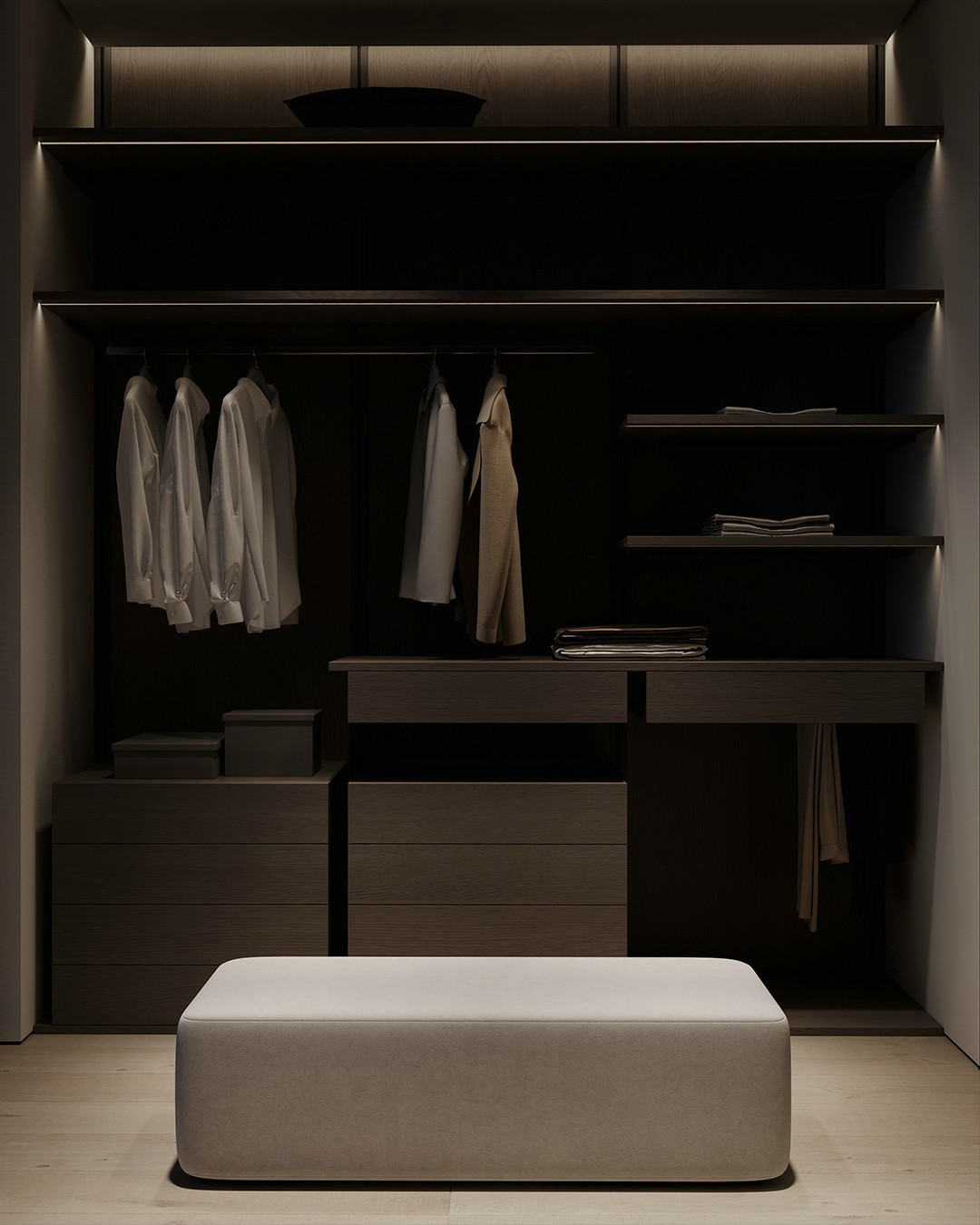 高级灰+胡桃木居住空间设计-11