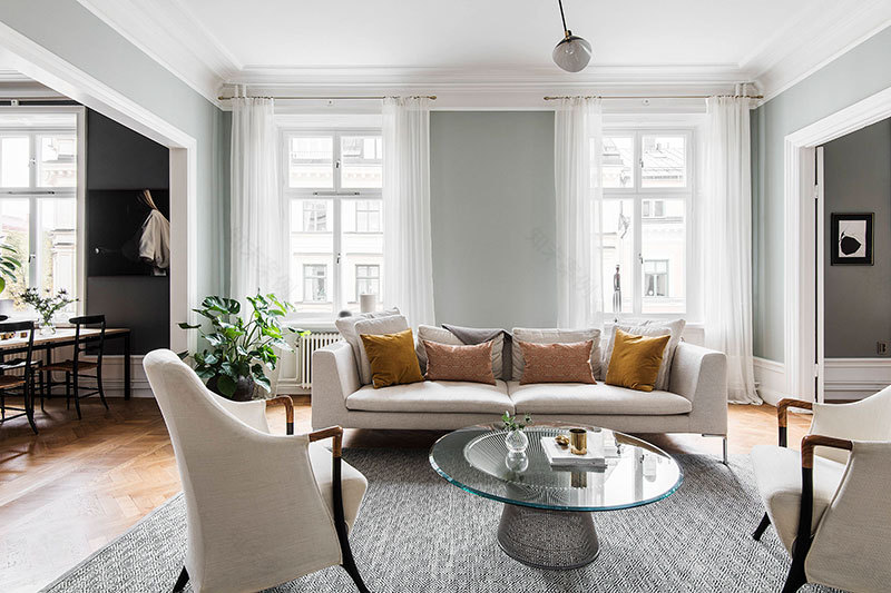 斯德哥尔摩橄榄绿公寓,法式风情融入北欧设计-10