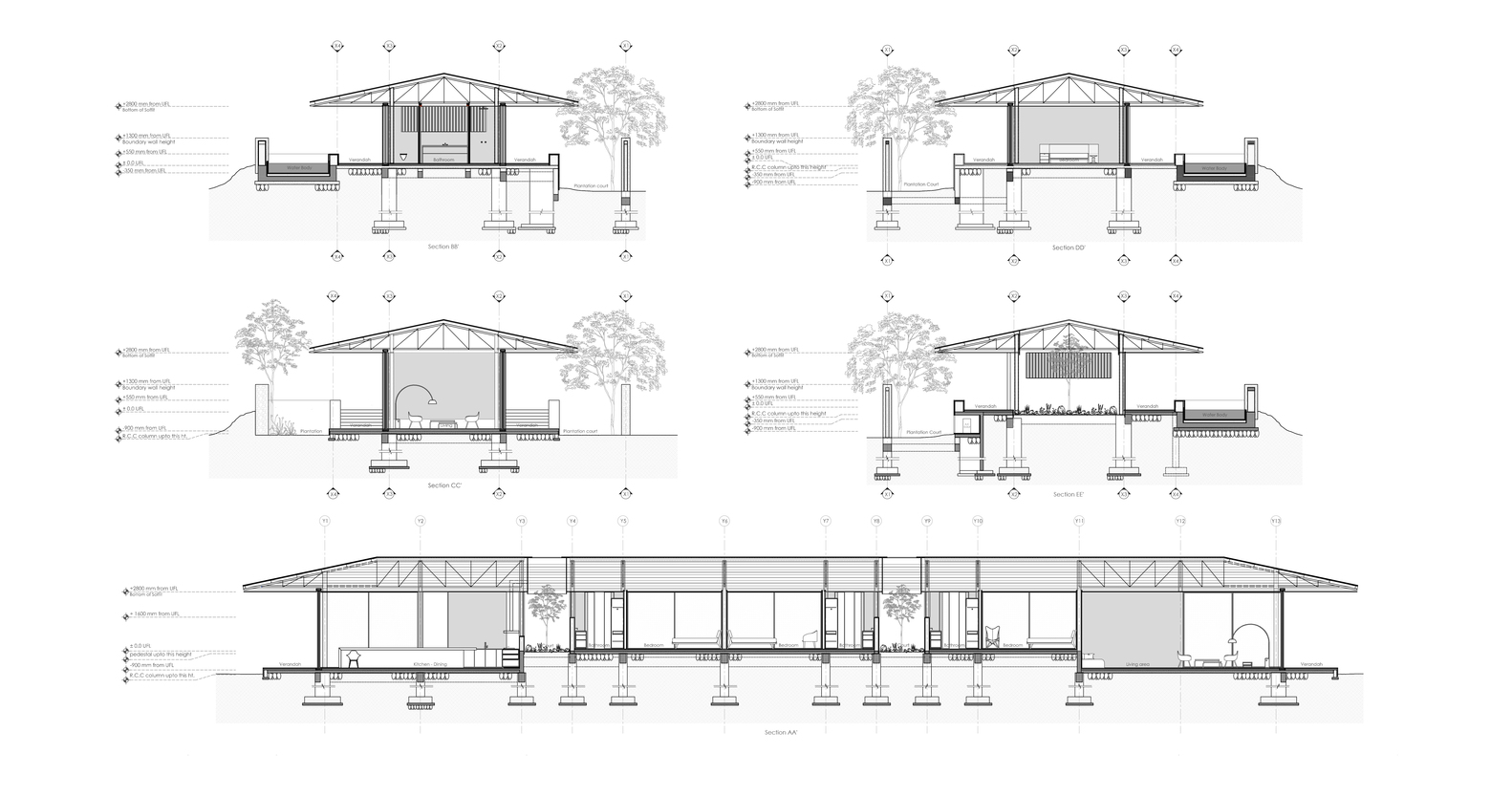 绿林之境 · 现代石 Glass 屋丨印度丨SPASM Design Architects-25