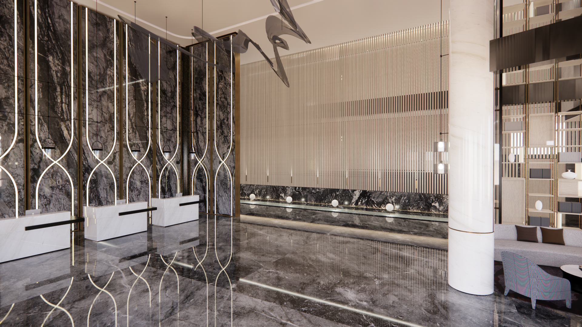 The hotel is designed with grey marble 灰色石材-4