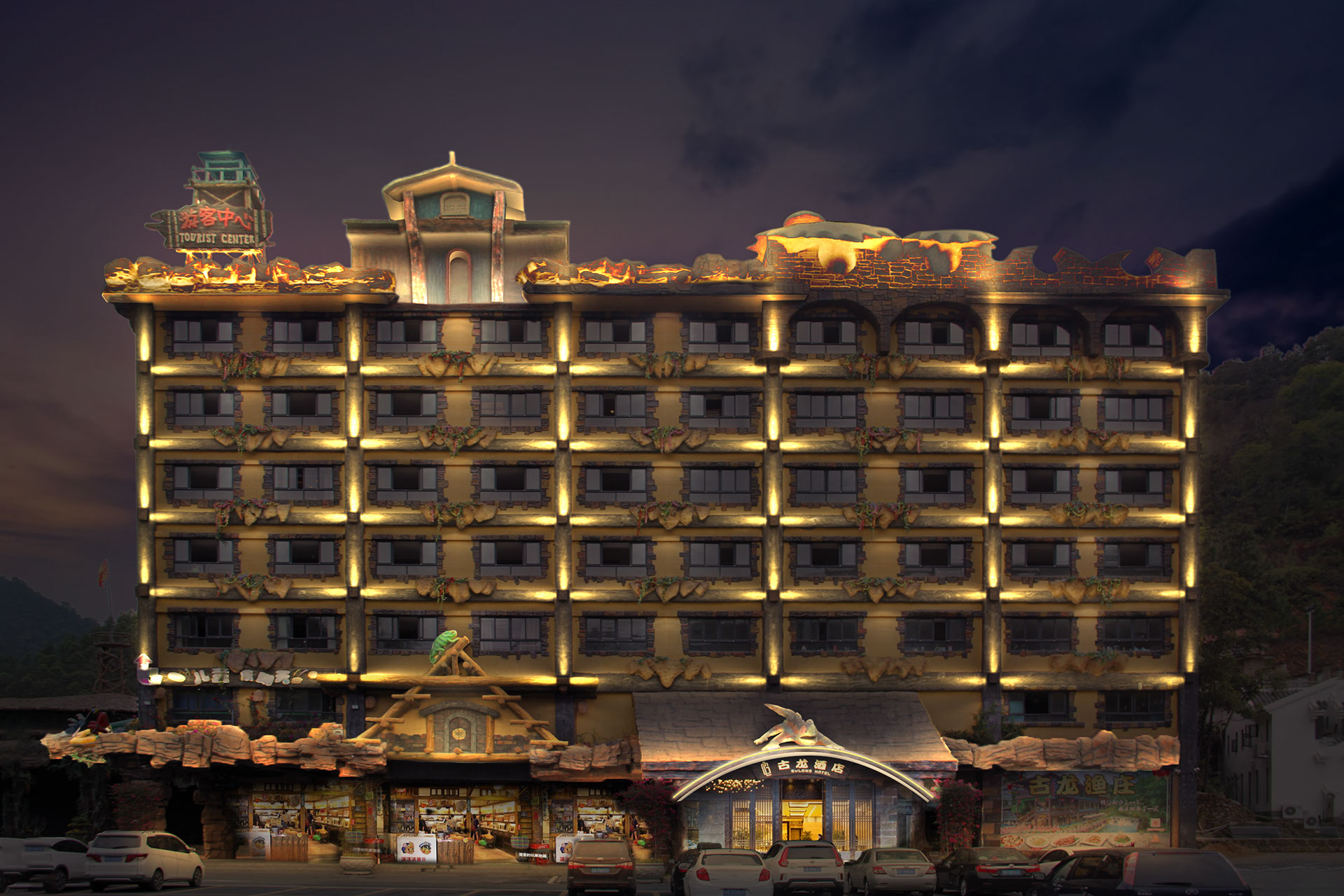 早期的一些商业中心建筑写字楼亮化效果图-19