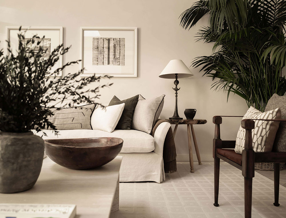 伦敦公寓中性色调与绿植的和谐搭配-1