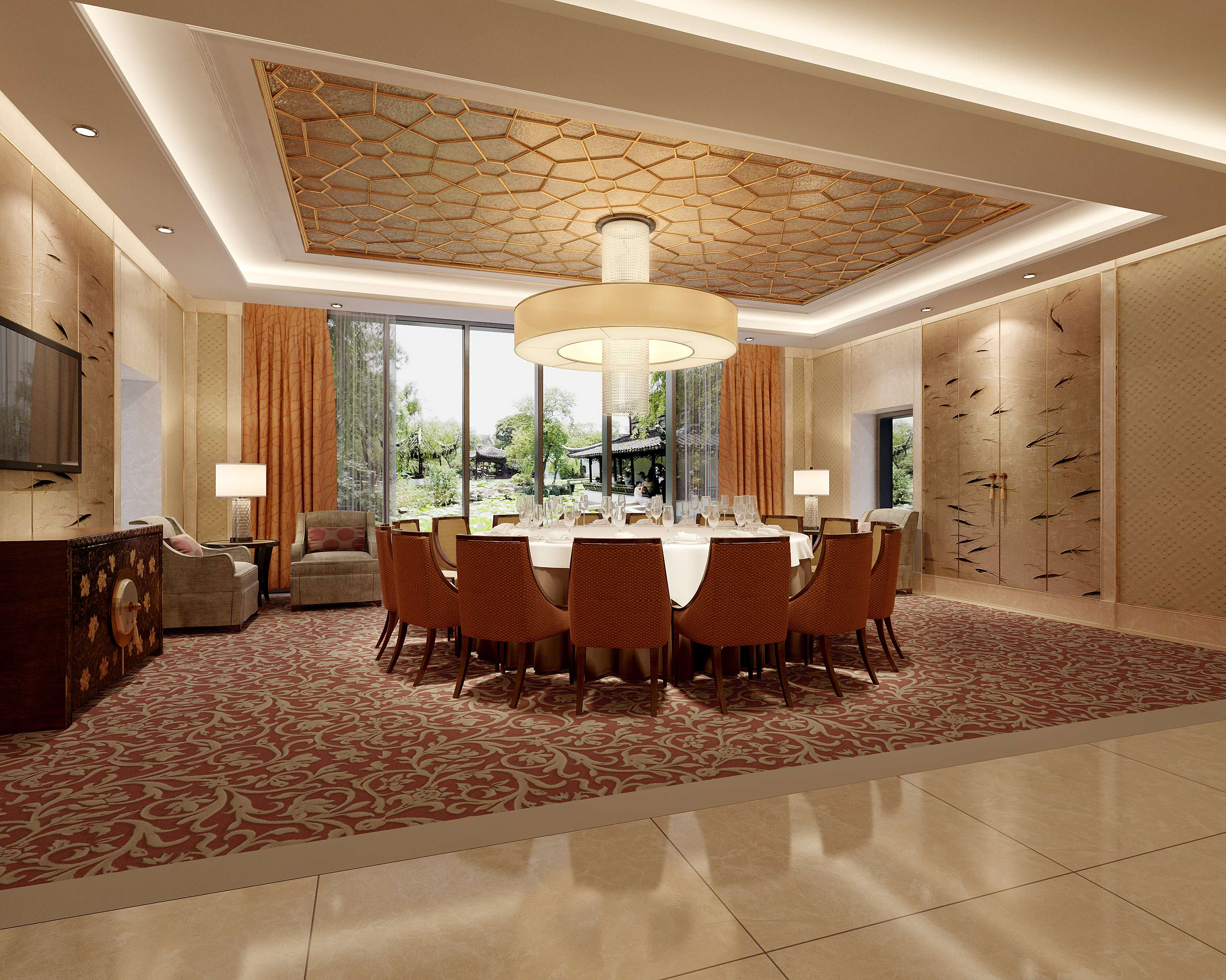 新中式风格奢华酒店餐厅 会所包房 包厢 包间 高清效果-3-34