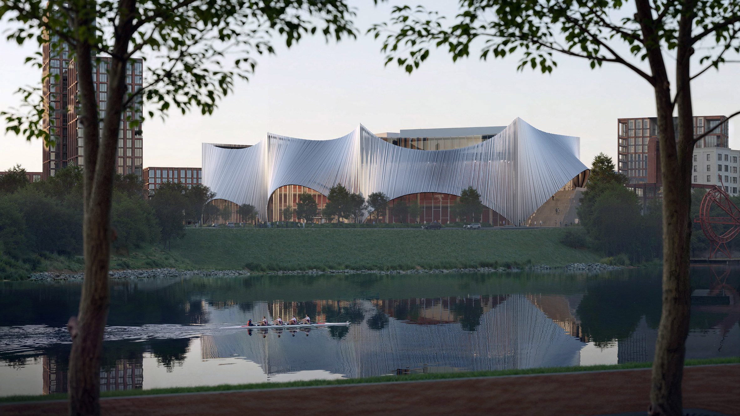 BIG reveals Nashville performing arts centre wrapped in aluminium pipes-0