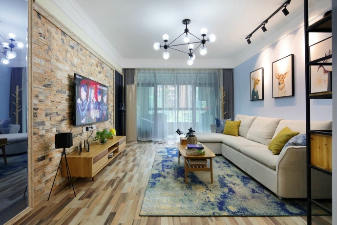 #老房改造# 90平现代混搭 清爽的家居设计~-2