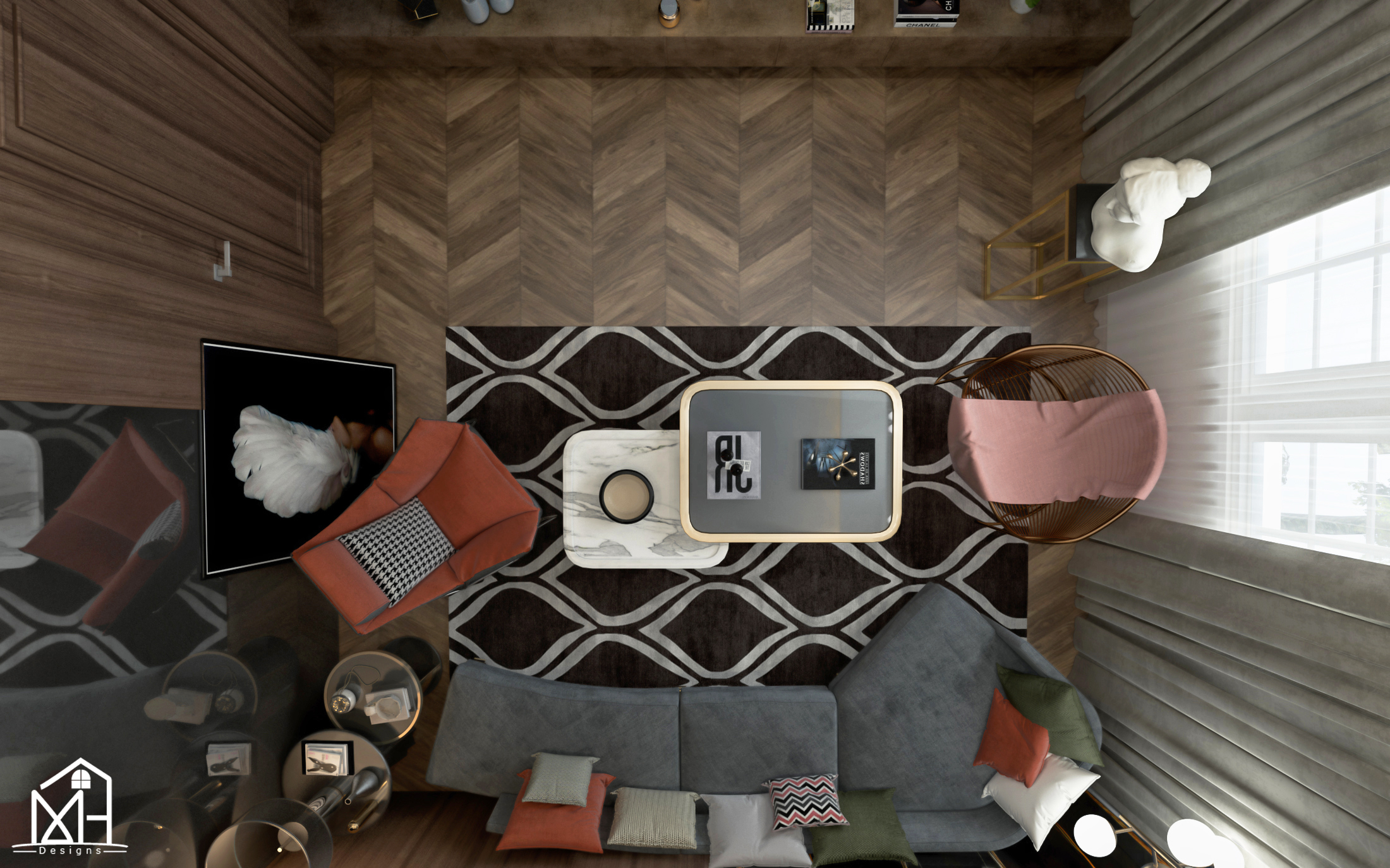 Artistic Modern Living Room in Cairo-6