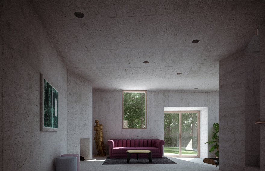 Adrian Phiffer envisions concrete home in Toronto with cutouts and angled walls-9