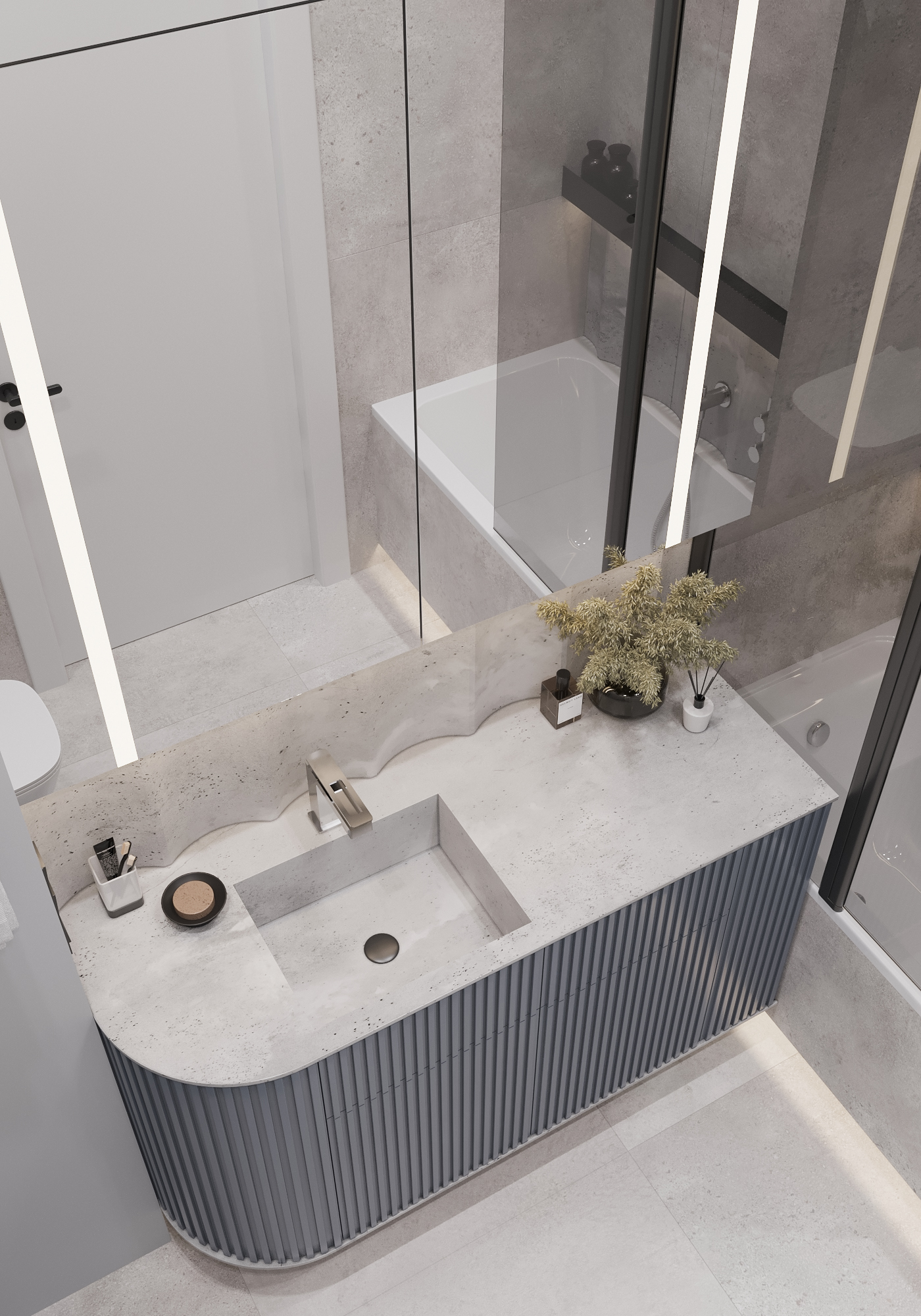 深蓝色和灰色的浴室丨@molina_design-7