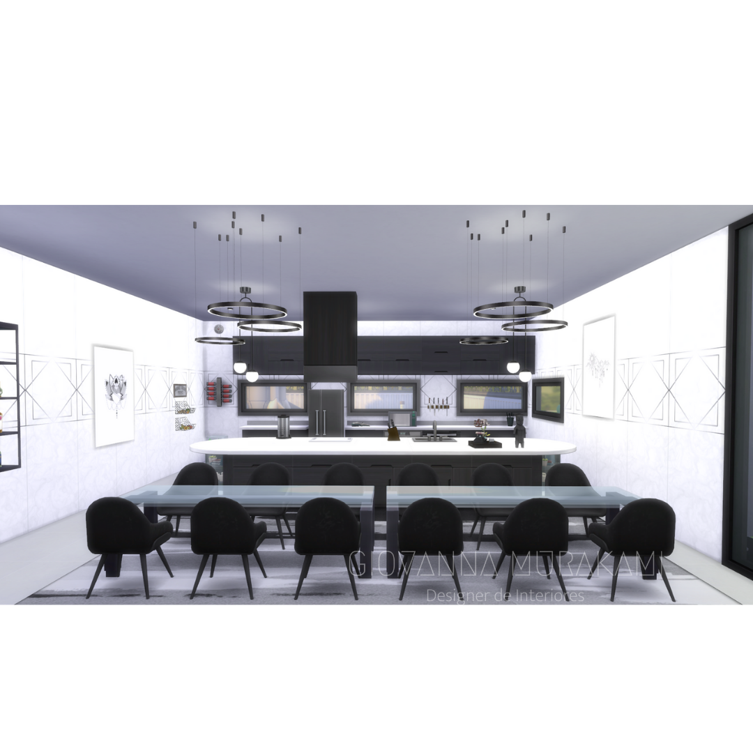 《The Sims 4》黑白厨房设计丨自主设计-6