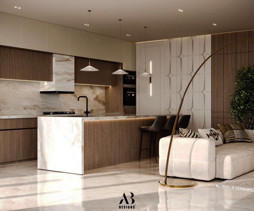 家庭礼堂与餐厅
注:原内容 Dinning 拼写有误,正确的是 Dining 丨巴林丨Ahmed Basiouny(AB Design Studio)-8